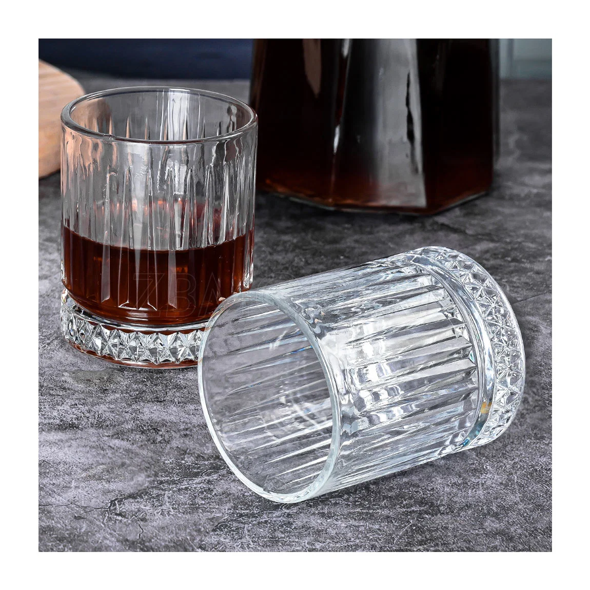 Wholesale/Supplier Vintage Ice Coffee Mugs Afternoon Tea Cups Latte Cup Whiskey Glass with Vertical Strip