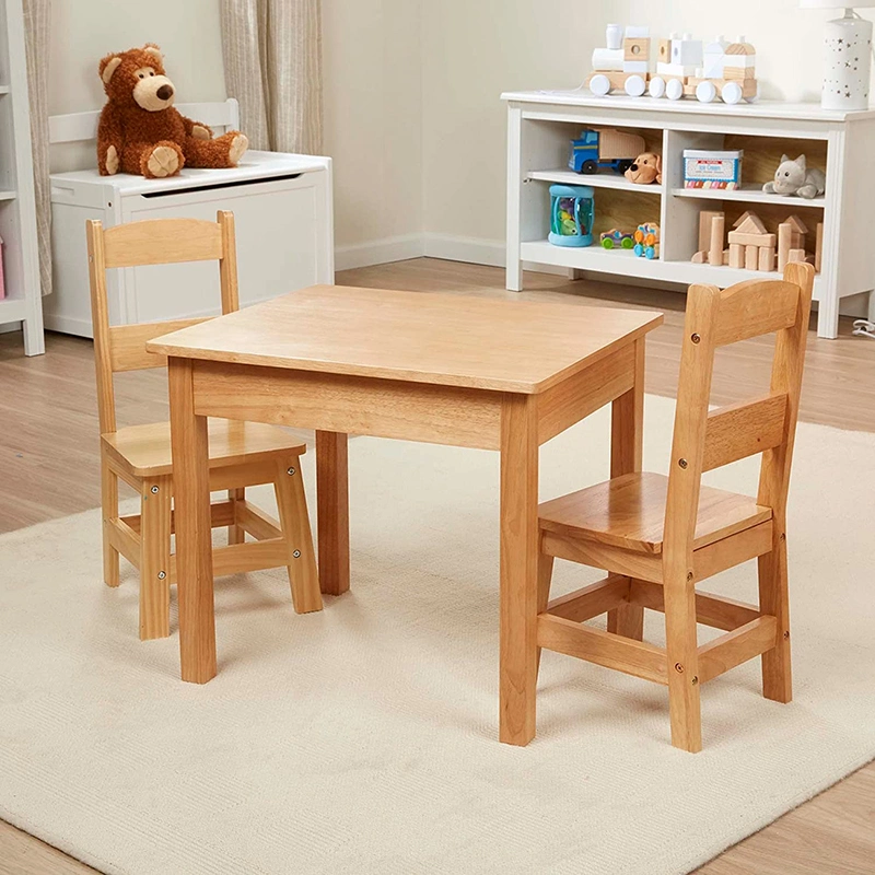 Massivholz Tisch und 2 Stühle Set Light Finish Möbel Für Spielzimmer