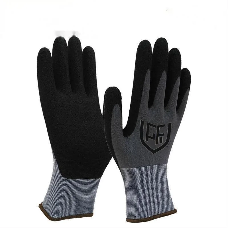 Customized 13G Soft Nylon Knit Liner Anti Grease Latex Coated Work Gloves Men