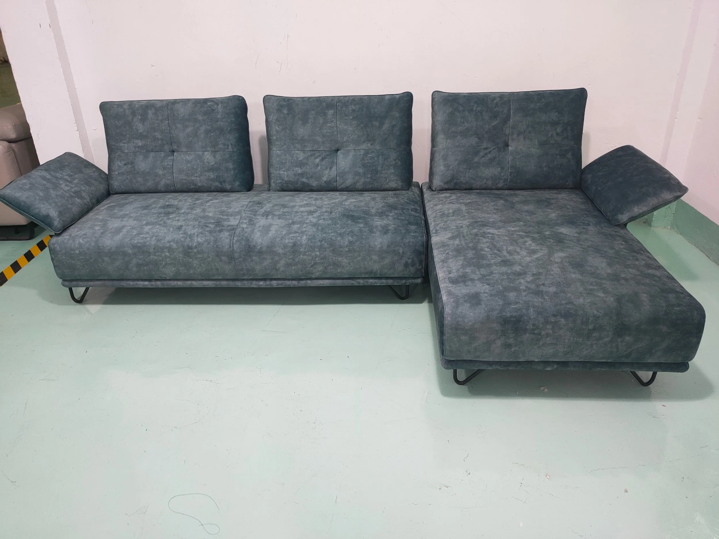 Concise Modern Living Room Set Metal Legs Velvet Fabric Sofa Home Furniture