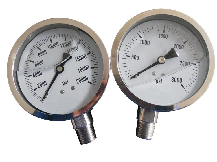 0-3000 Psi Silicone Oil Filled 304 316 Stainless Steel Ammonia Pressure Gauge