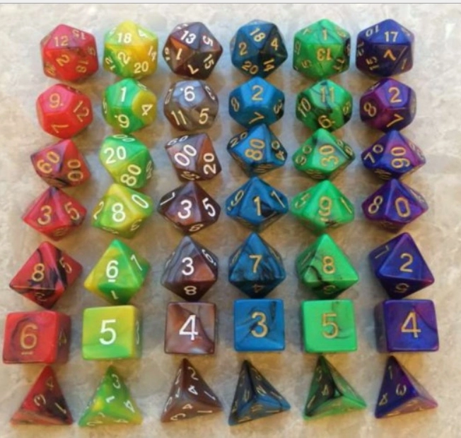 Two Color Multi-Sided Digital Dice Table Game Dice Set of Seven Dice