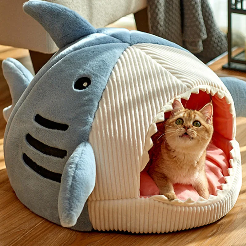 Cat Nest Зимний теплый закрытый кошка собака гнездо Кот PET Supplies Shark Shape (Пет-расх