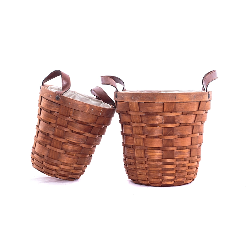 Redondo de madera Chip de madera Decorative Storage Basket