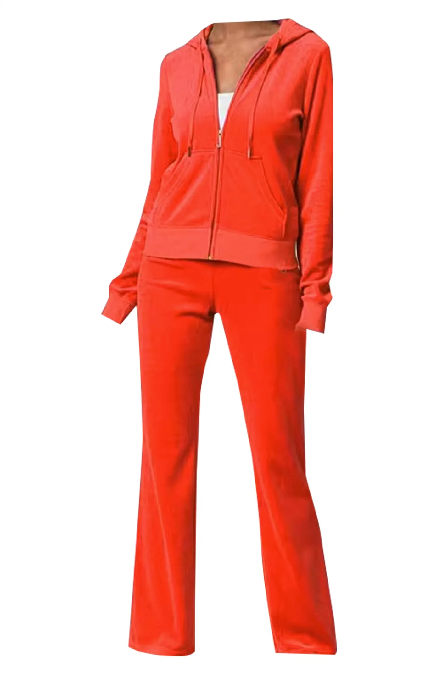 RPET Women's Casual Velour Tracksuit Set Full Zip Hoodie Long Lounge Wear