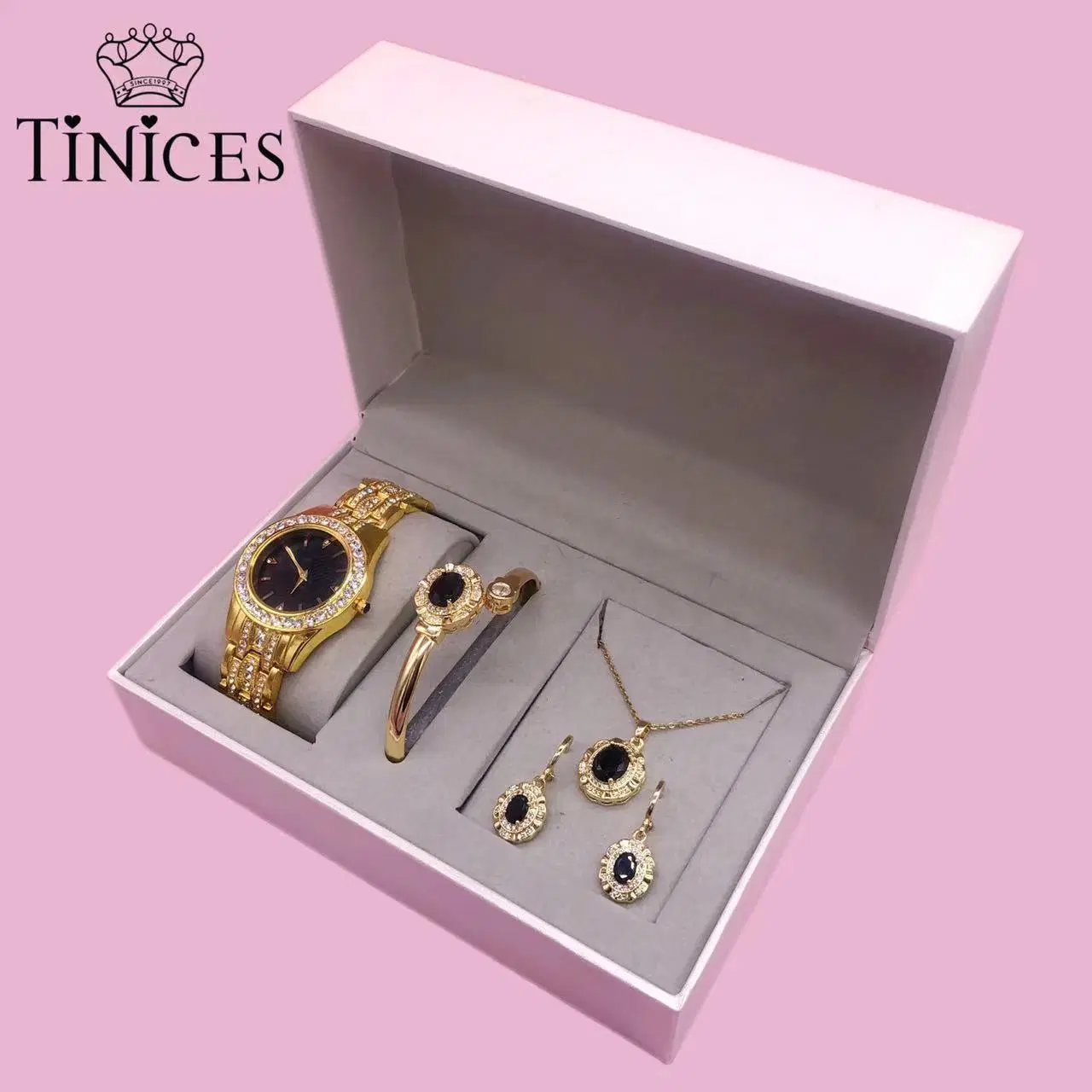 2023tinices Latest Popular Watch Bracelet Jewelry Gift Box Set Women&prime; S Watch, Quartz Watch, Luxury Watch, Copper Jewelry, Holiday Gift Box Set