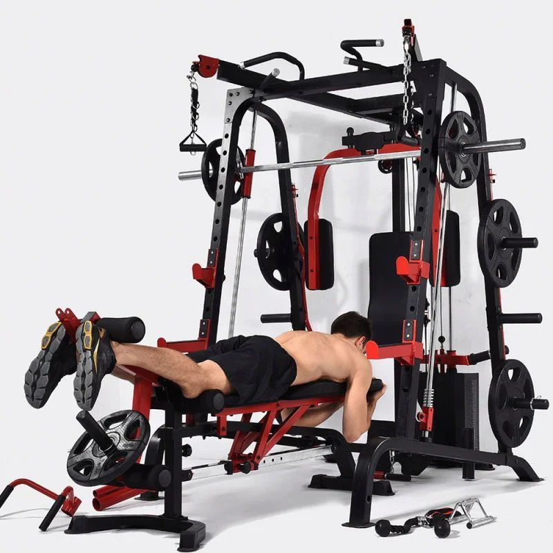 Professional Multifunctional Home Exercise Multi Squat Leg Raiser Bench and Barbell All in One Smith Machine Gym Equipment