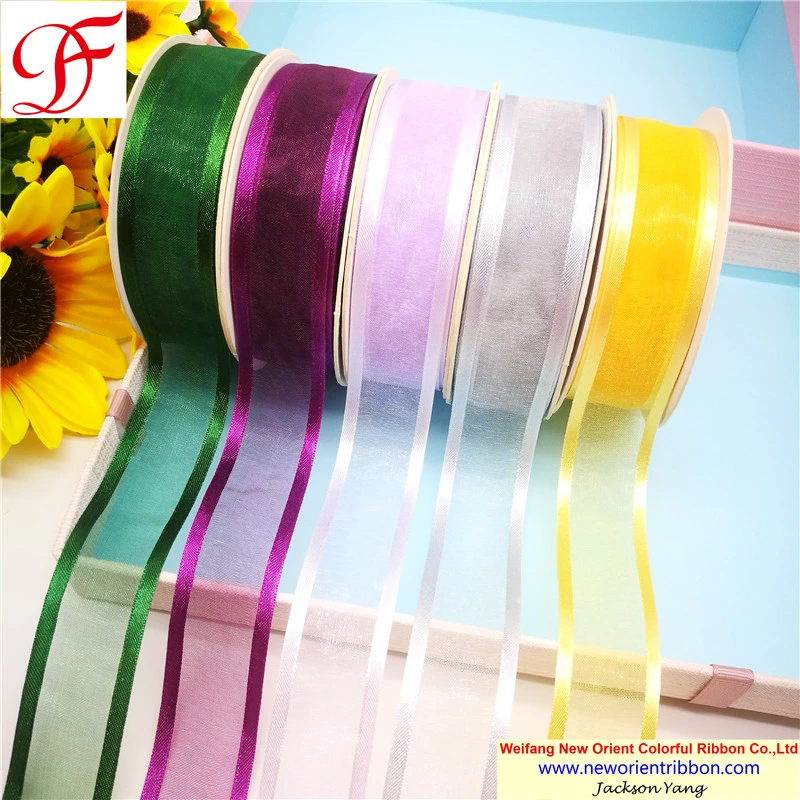 Nylon Sheer Organza Ribbon with Satin Edges for Gifts/Wedding/Wrapping/Party Decoration/Christmas/Packing/Garment From China Big Factory Directly