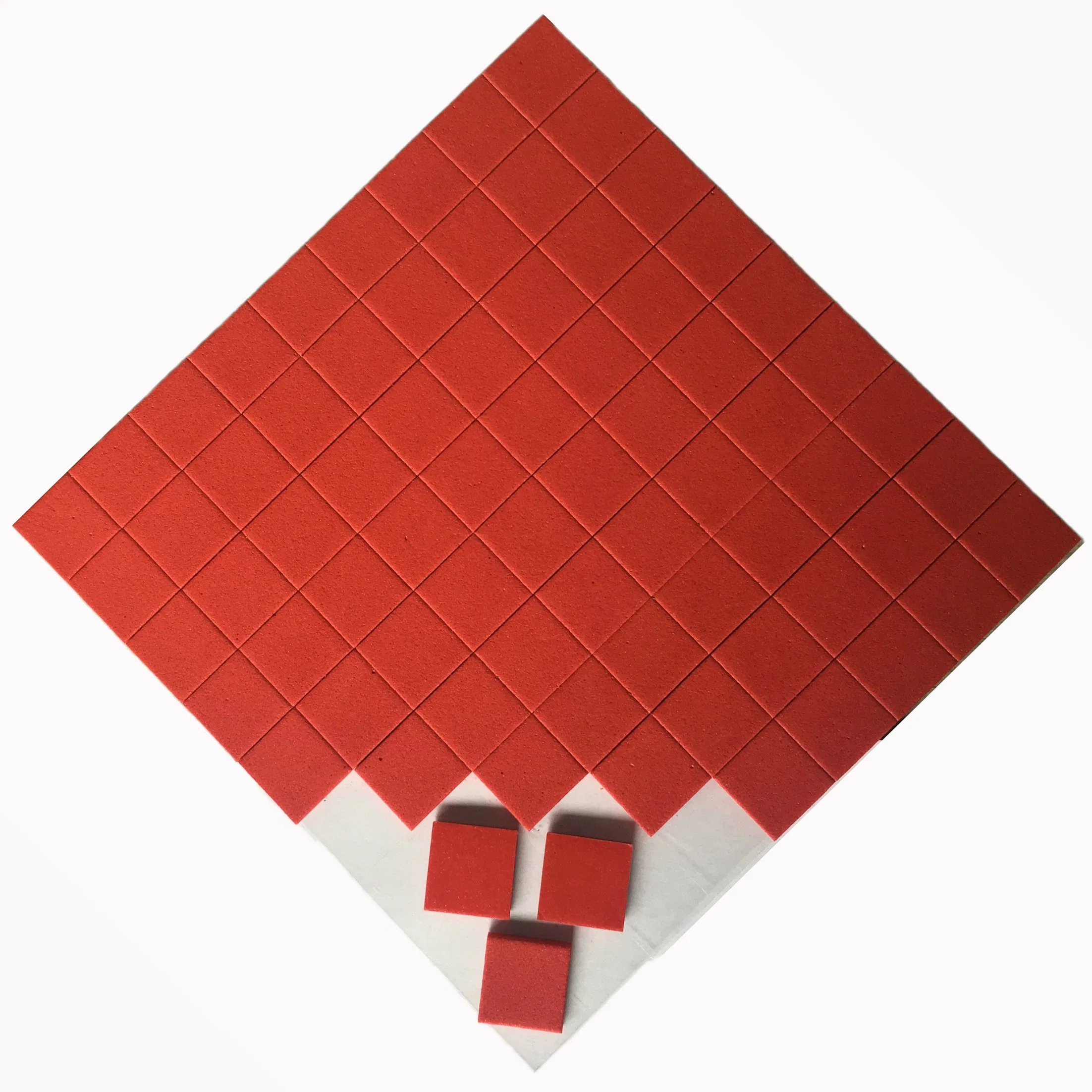 25*25*4mm Red Rubber +1mm Cling Foam of Glass Protective EVA Spacer Separator Protector Pads on Rolls