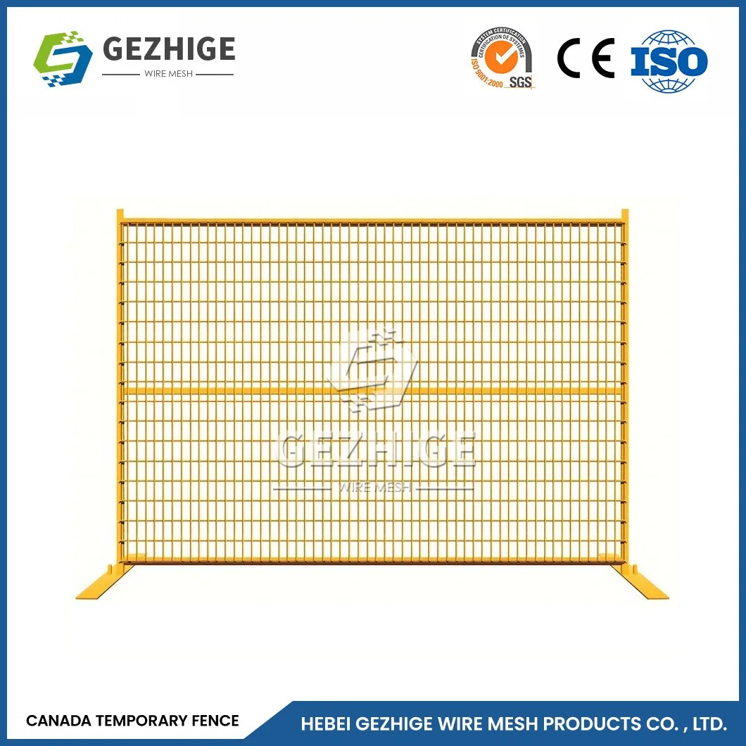 Gezhige Galvanized Construction Temporary Fencing Canada Ral 1021 Yellow Construction Safety Fencing China Suppliers Temporary Electric Fence for Horses