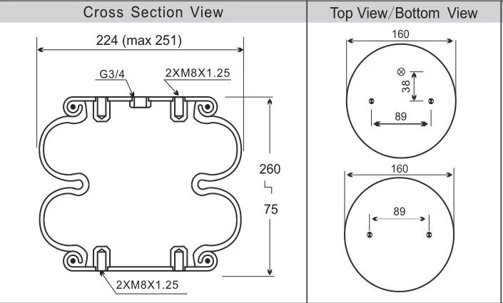 Customized Suspension Parts Double Convoluted Suspension Air Spring Contitech Fd200-19