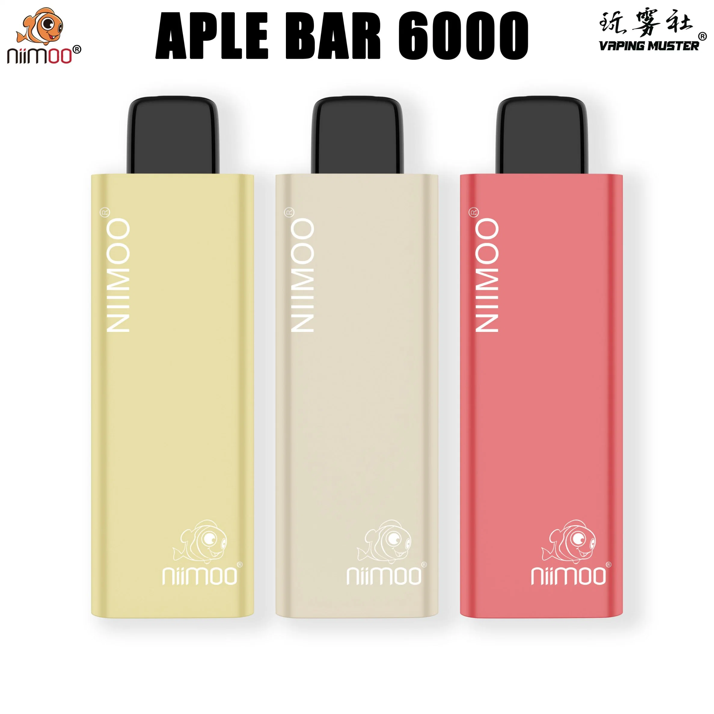 Niimoo Aple Bar 6000puffs Disposable/Chargeable Cigarette VAPE Pen con 500mAh Vaporizador de carga tipo C.