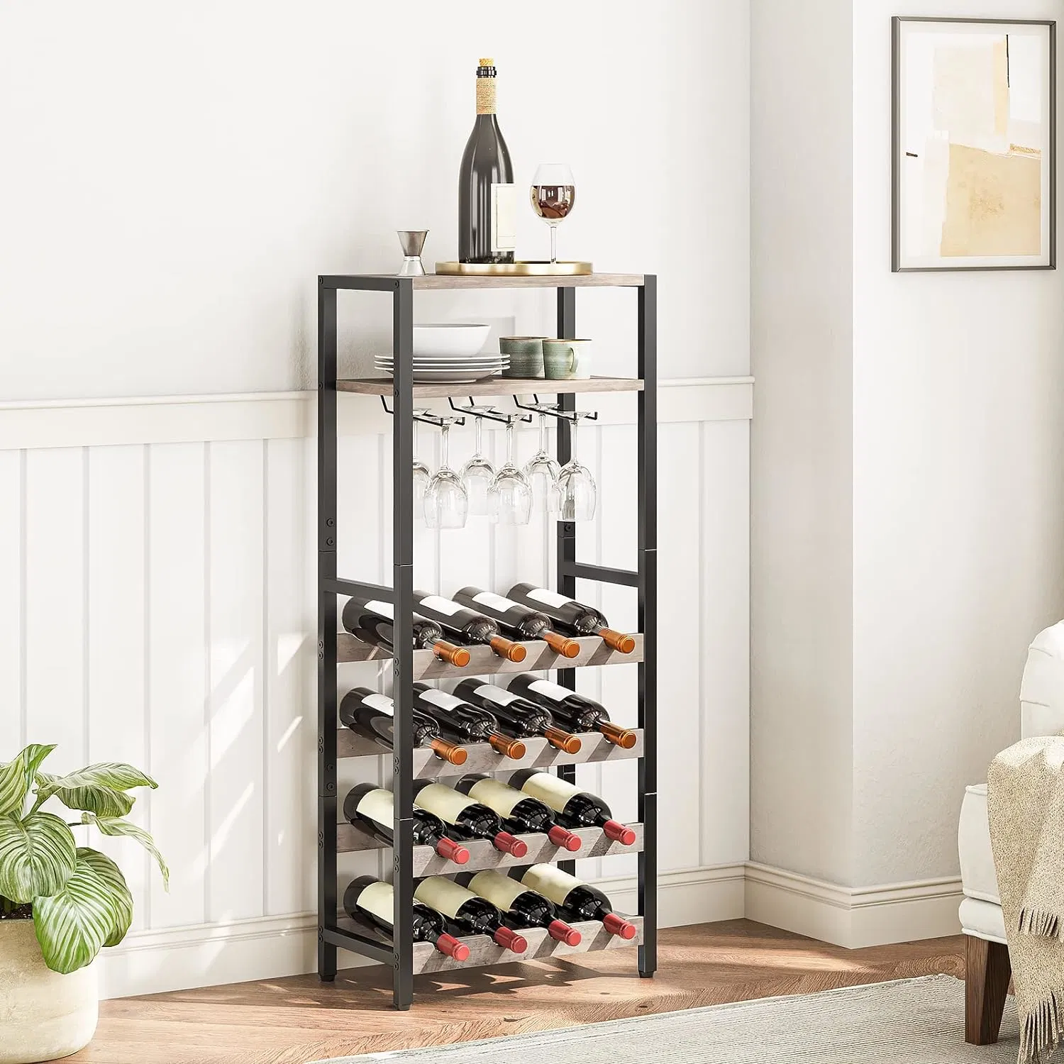 Soild Wooden Glass Wine Display Cabinet Bar Living Room Furniture