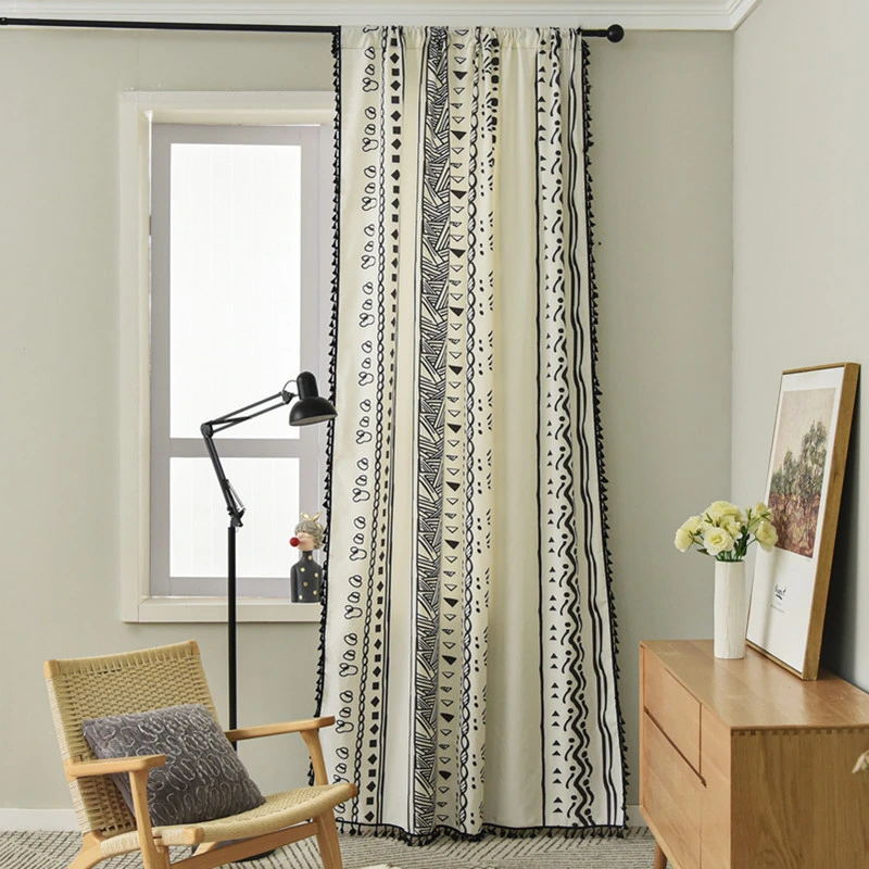 Bohemian Borla Algodón colgando de la ventana estilo Country cortina blackout cortina para Salón drapeado Dector fácil para la ventana