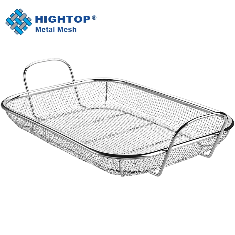 Modern Kitchen Cooking Double Layer Square Stainless Steel Fruit Vegetables Washing Colander Strainer Polished Wire Mesh Basket