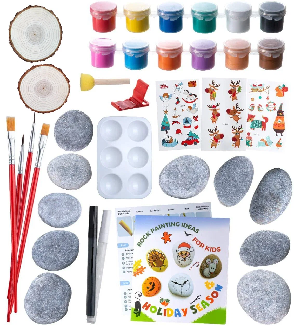 Kids Rock Painting Kit - Arts & Crafts for Kids - Includes Rocks & Waterproof Paint