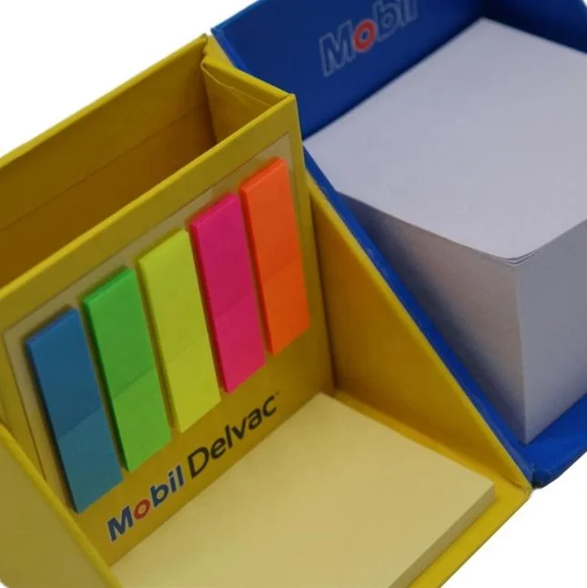 Custom Printing Foldable Square Shaped Paper Box Memo Cube with Pen Holder