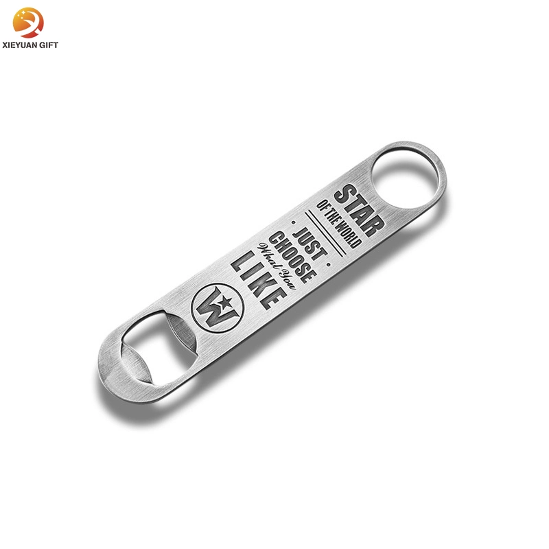 Custom Printed Logo Stainless Steel Long Handle Beer Bottle Opener