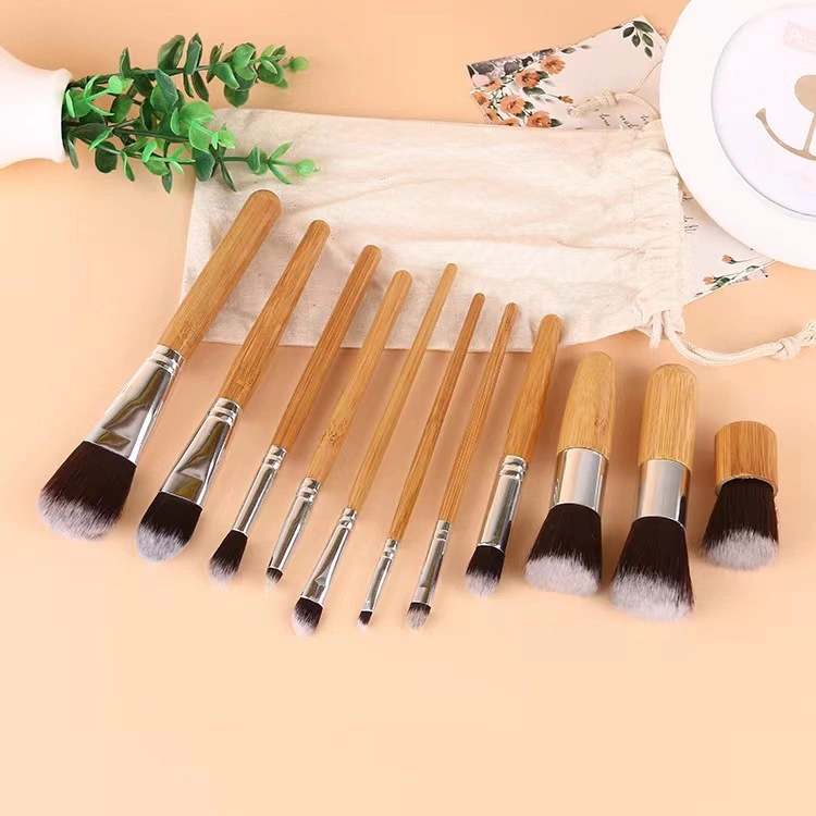 New Coming 11PCS Synthetic Hair Private Label Big Foundation Brown Color Makeup Eyebrushes