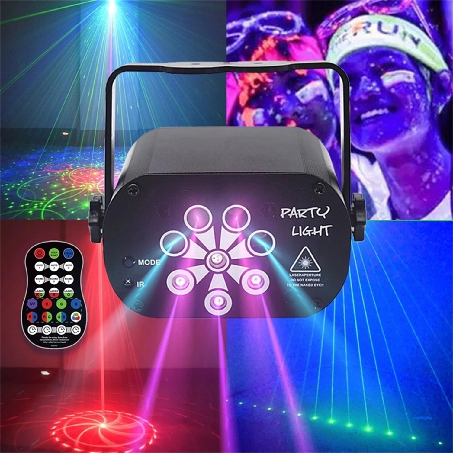 Mini RGB LED proyector láser DJ disco escenario Rojo claro Luz verde azul