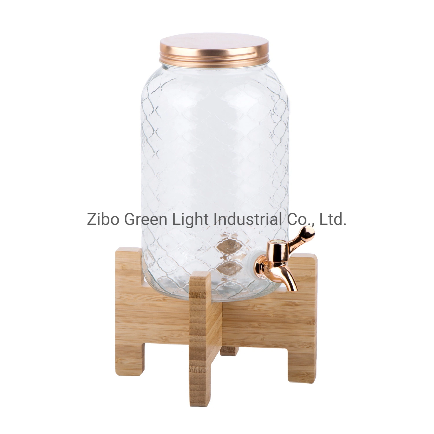 3L Glass Beverage Jarr with Plastic Tap and Wooden Rack Beverage Dispenser