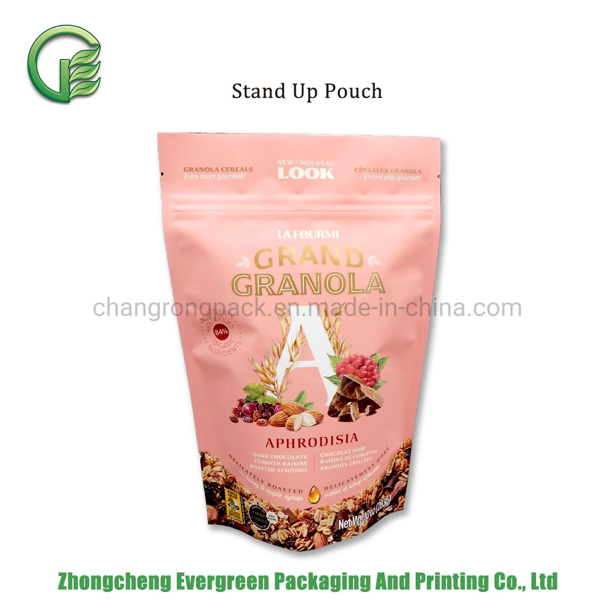 Granola Packaging Plastic Doypack Zipper Pouch Cereal Grain Stand up Bags