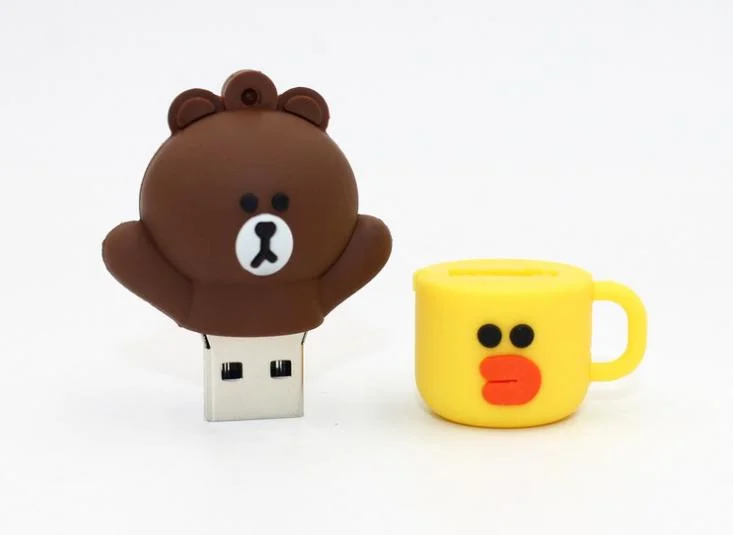 Promotional Gift Brown Bear Customized 2D/3D PVC Cartoon USB Flash Disks/Pen Drive/USB Flash Drive/USB Flash Memory/USB Pen Drive