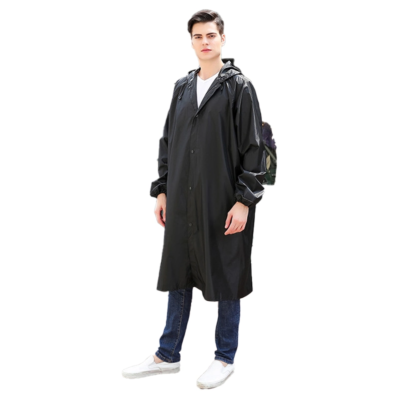 High quality/High cost performance  Wholesale/Supplier Black Fashion Rain Portable Outdoor Rain Coat with Reflective