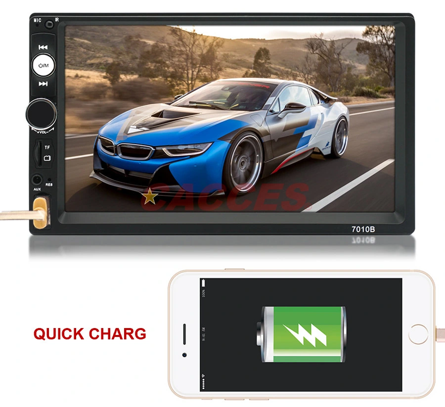 7 Inch Double-DIN Car Stereo,Mobile Mirrorlink,Steering Wheel Control,800*480 IPS,Fast Phone Charge,Wireless Bluetooth,HD Touchscreen W/Backup Camera MP5 Player