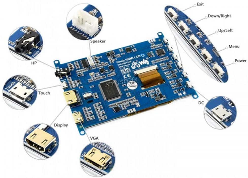 5 Inch 800X480 Resistive Touch Screen LCD HDMI Interface Supports Raspberry Pi 1/2/3 Model B a+ B+