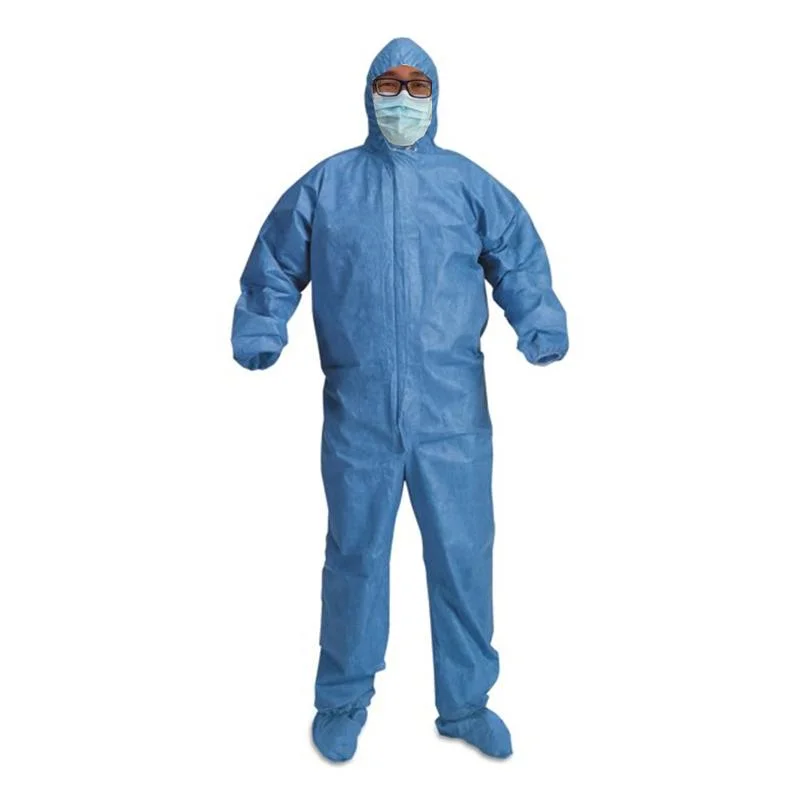 Disposable Non Woven Coverall Long Front Zipper Elastic Waistband & Cuffs PP Coverall