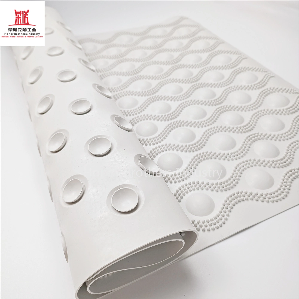 Custom Silicone Rubber Non-Slip Textured Shower Bath Tub Carpet Antiskid Mat with Strong Suction Cups