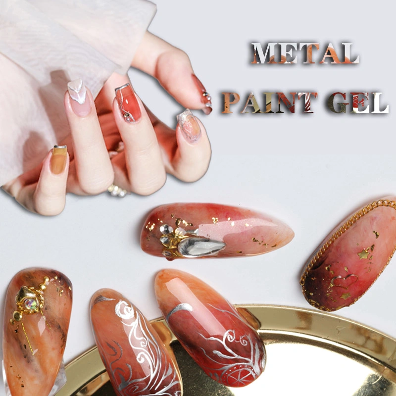 HS Manufacturer Private Label Metal Painting Gel Polish Silver Colors Soak off UV Gel Nail Art