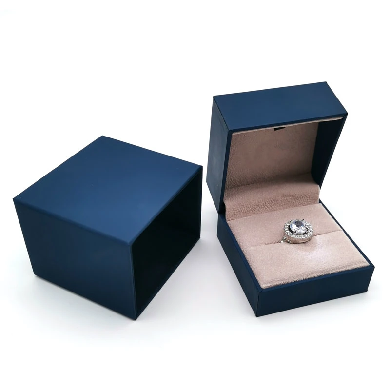 Kundenspezifische Luxus Blue Engagement Ring Box Verpackung