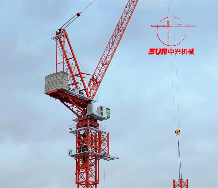 Sun Professional Manufacturer Qtd6048 Ton High-Luffing Tower Crane Building Equipment Length 60 Meters Max Load 25t