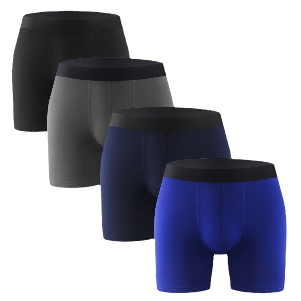 Custom Logo Soft Breathable Long High Elastic Cotton Underwear Boxers Briefs Men's Underwear