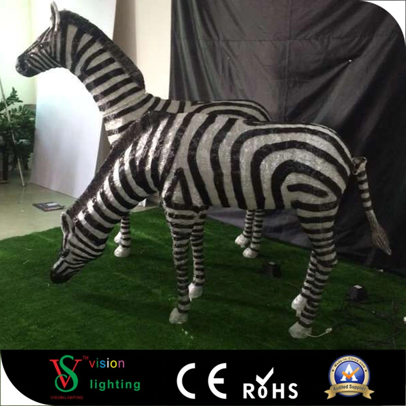 Décoration lumière animale 3D en fibre de verre d'éclairage jardin de stationnement Zebra