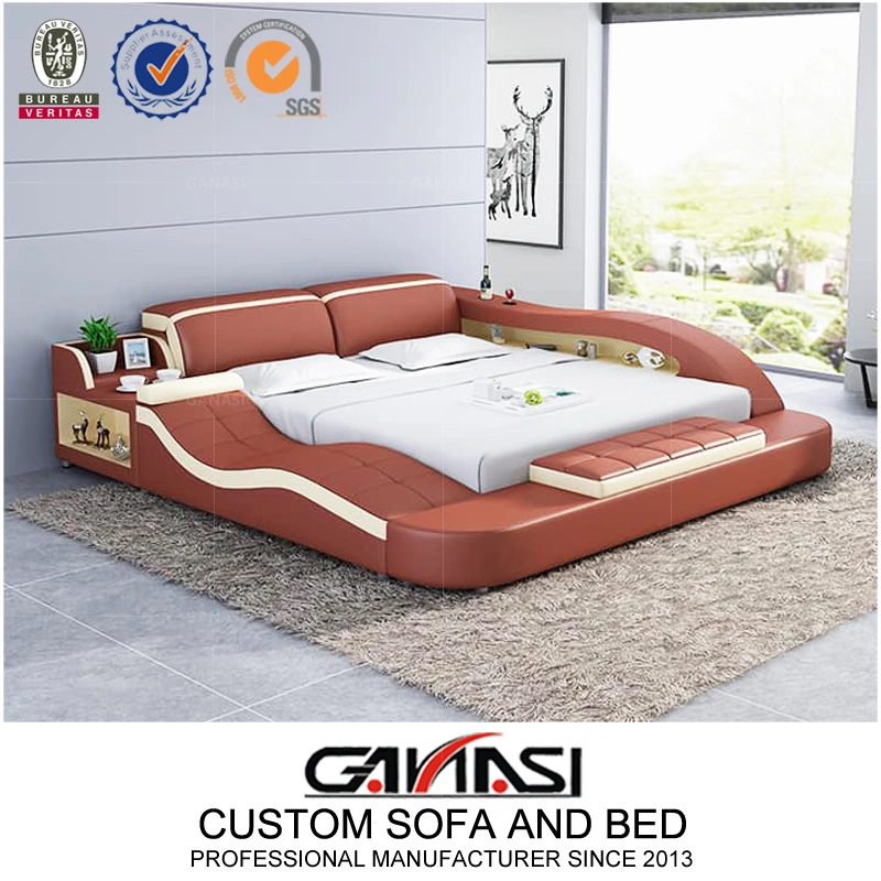 Home Furniture Smart Modern Leather Bed for Bedroom