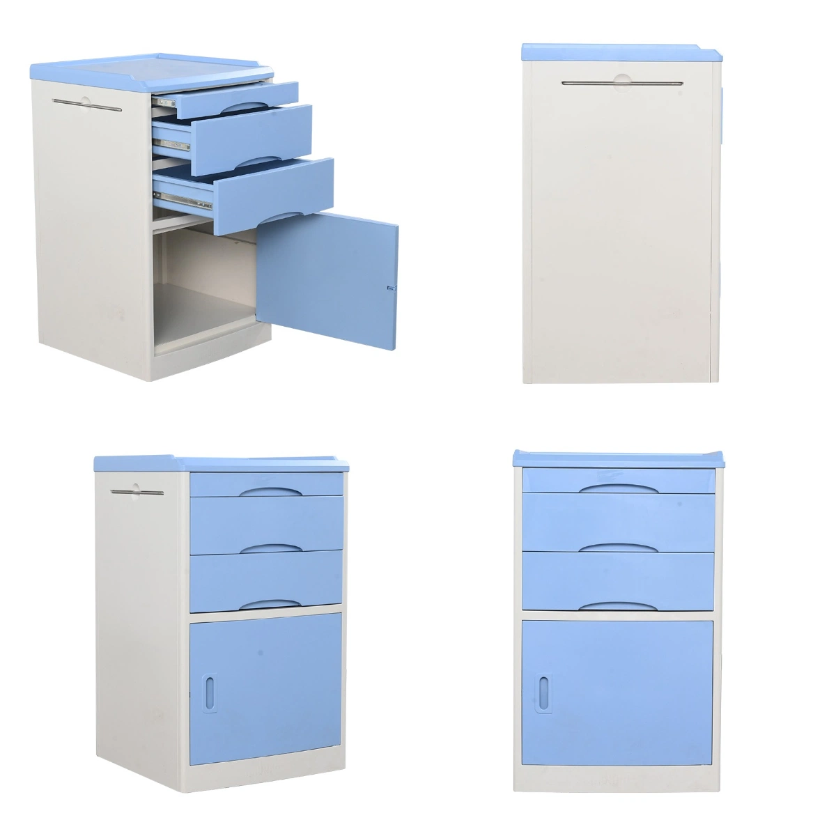 [PS-G01A] Bedside Plastic or Steel Cabinets with Table and Drawers on Casters for Medical and Paitent Use as Hospital Equipment or Furniture