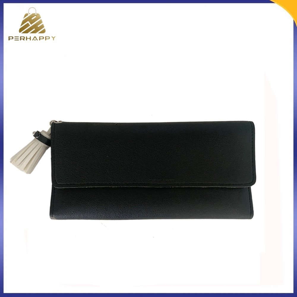 Classical Black Color Leisure Quilted Double Zipper Puller Wallet Clutch Bag