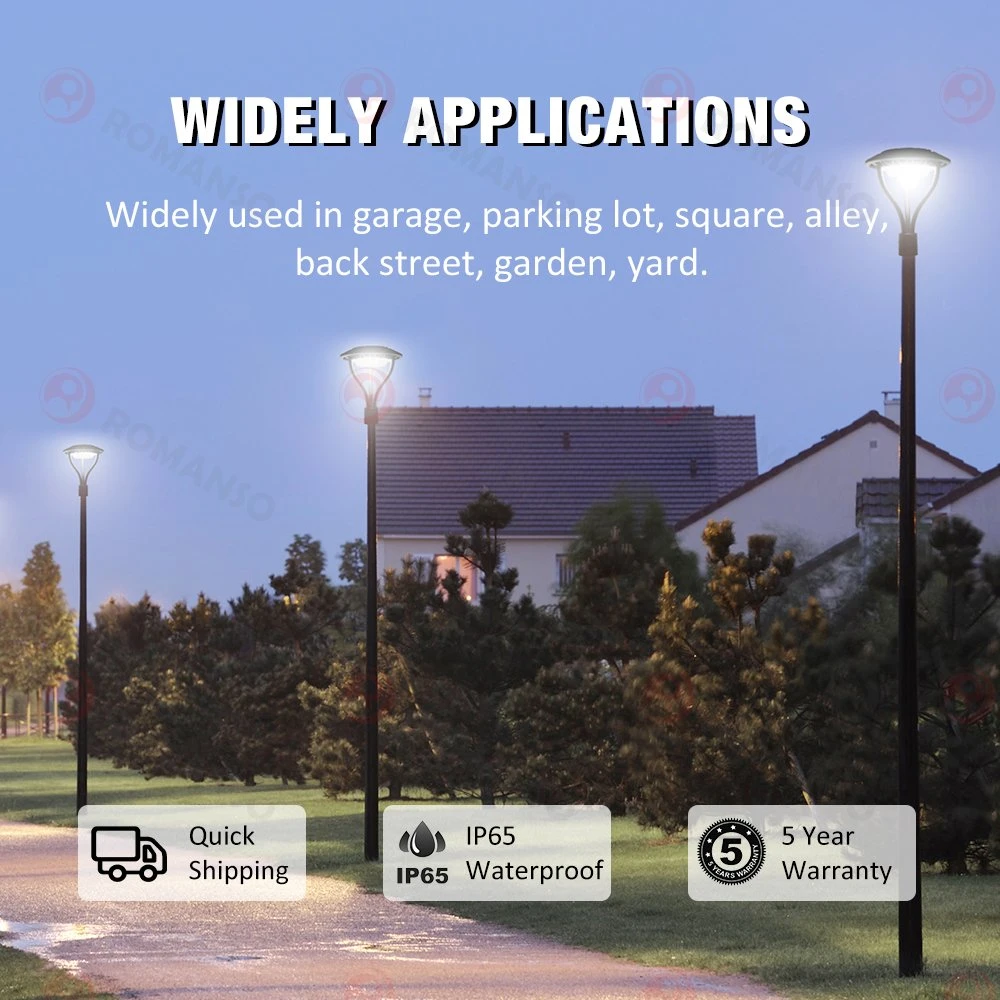 Jardin Romanso LED Lampe LED en aluminium IP65 d'éclairage de rue 150W 150lm/W 2700K-6500K Post haut Lampe à LED