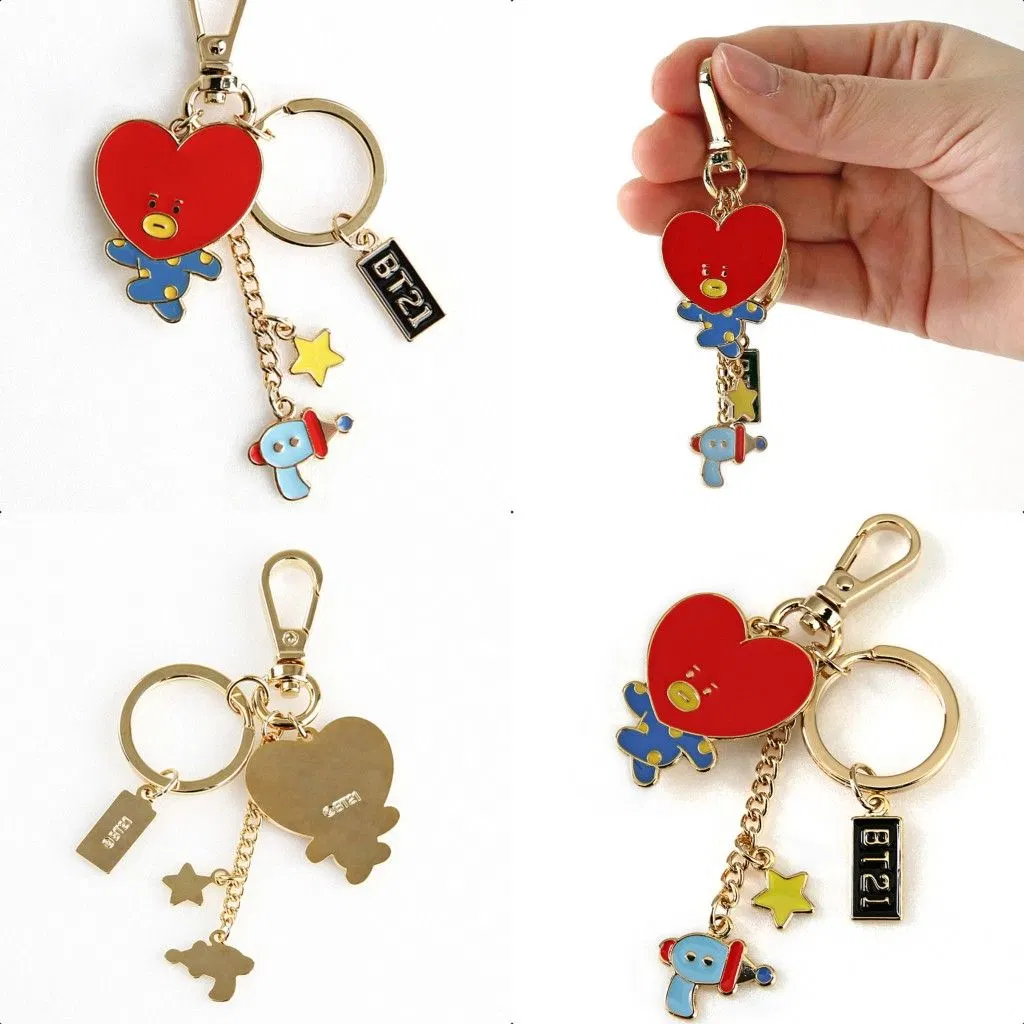 Wholesale/Supplier Custom Metal Kpop Bt S Bt21 Microphone Mascot Zinc Alloy Anime Necklace Keyring Keychain with Factory Price