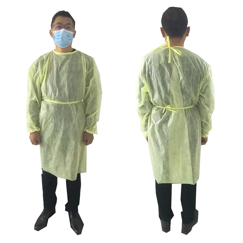 PP+PE Yellow Blue White Available Disposable Isolation Garment