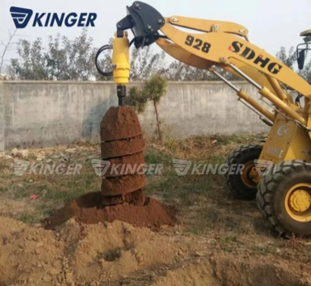 Kinger Hot Sale High Speed Earth Drill Fence Electric Pole Drilling Durable for 0.8ton-50ton Excavator