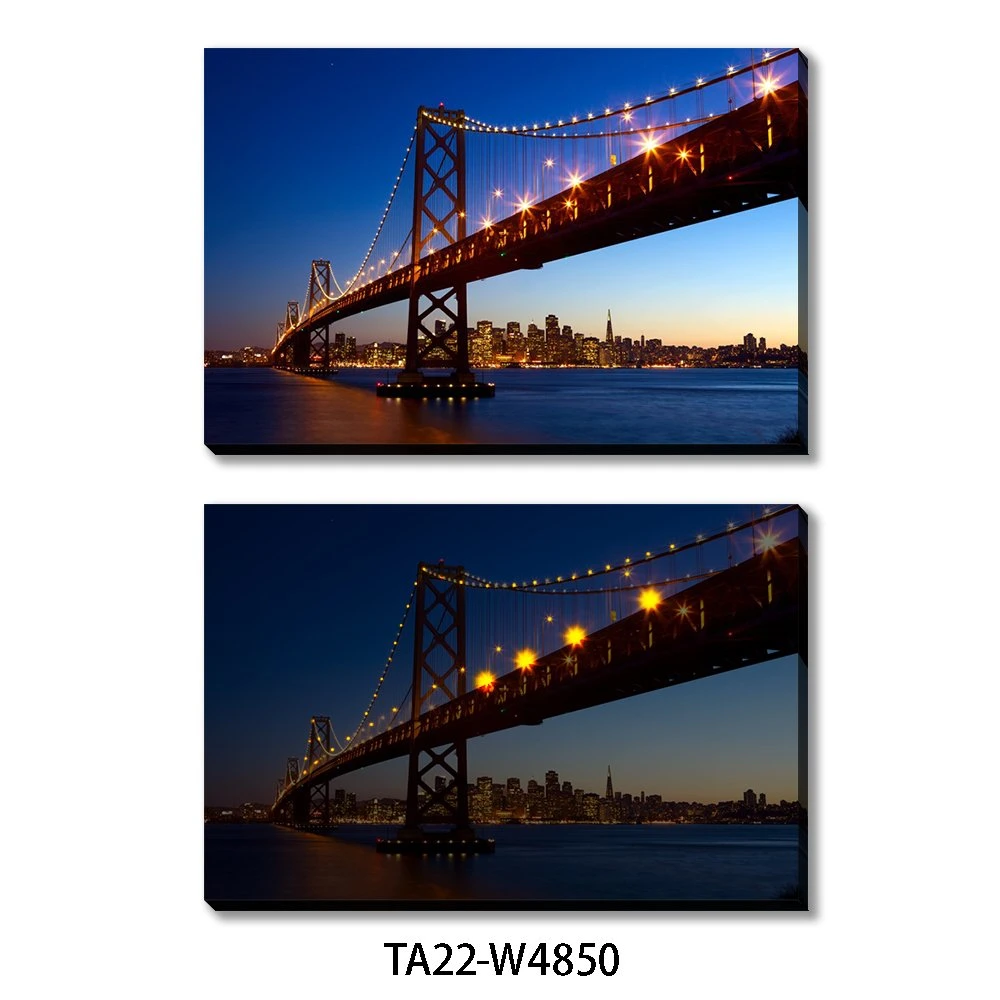 Home Decor Factory Wholesale Colorful City Bridge Large Wall Decoration Light up LED Canvas Wall Art Picture