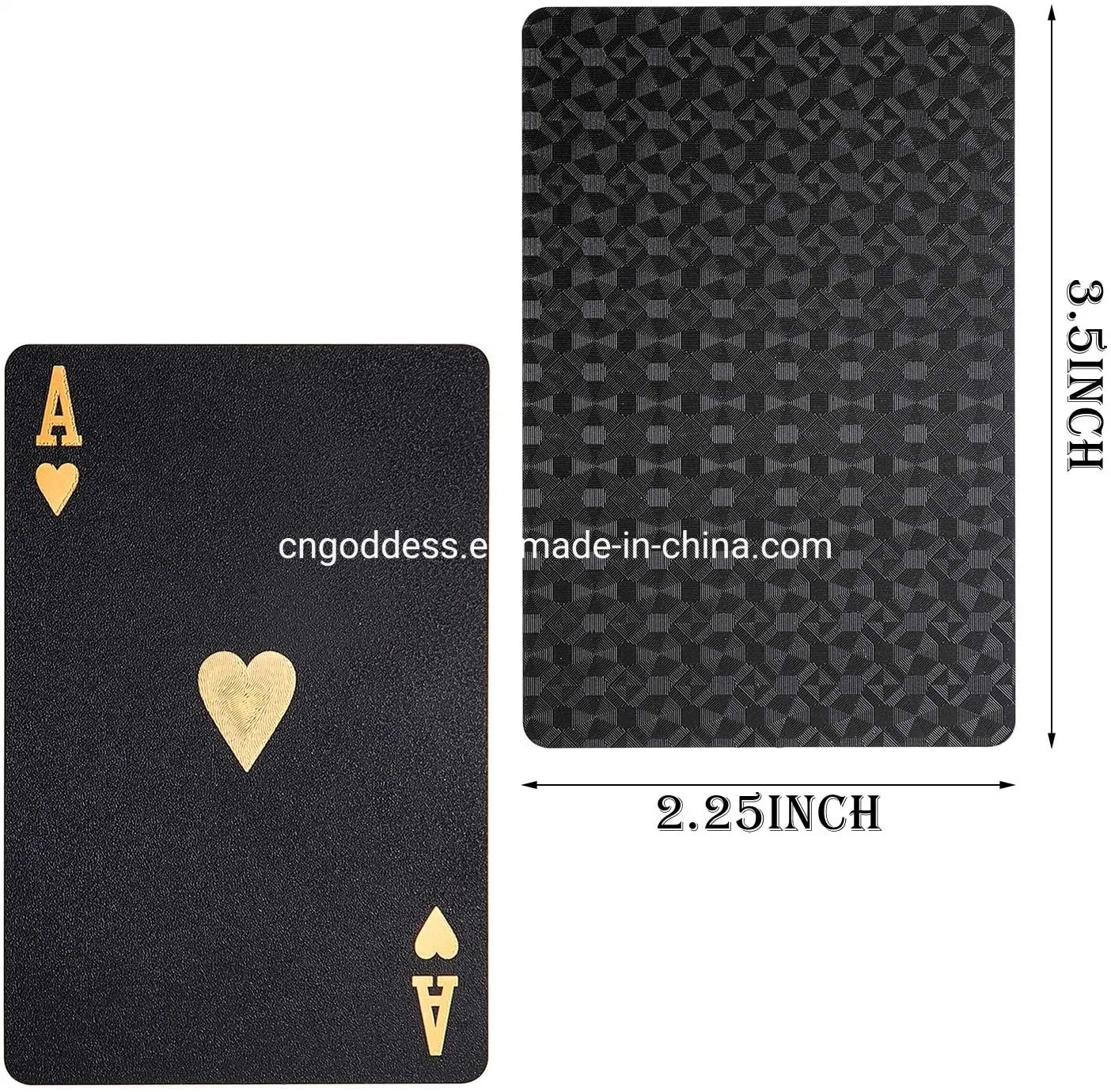 2 Decks Spielkarte Wasserdichte Poker Karten Kunststoff Pet Poker Card Novelty Poker Spiel-Tools für Familie Spiel Party (Schwarz und Gold)