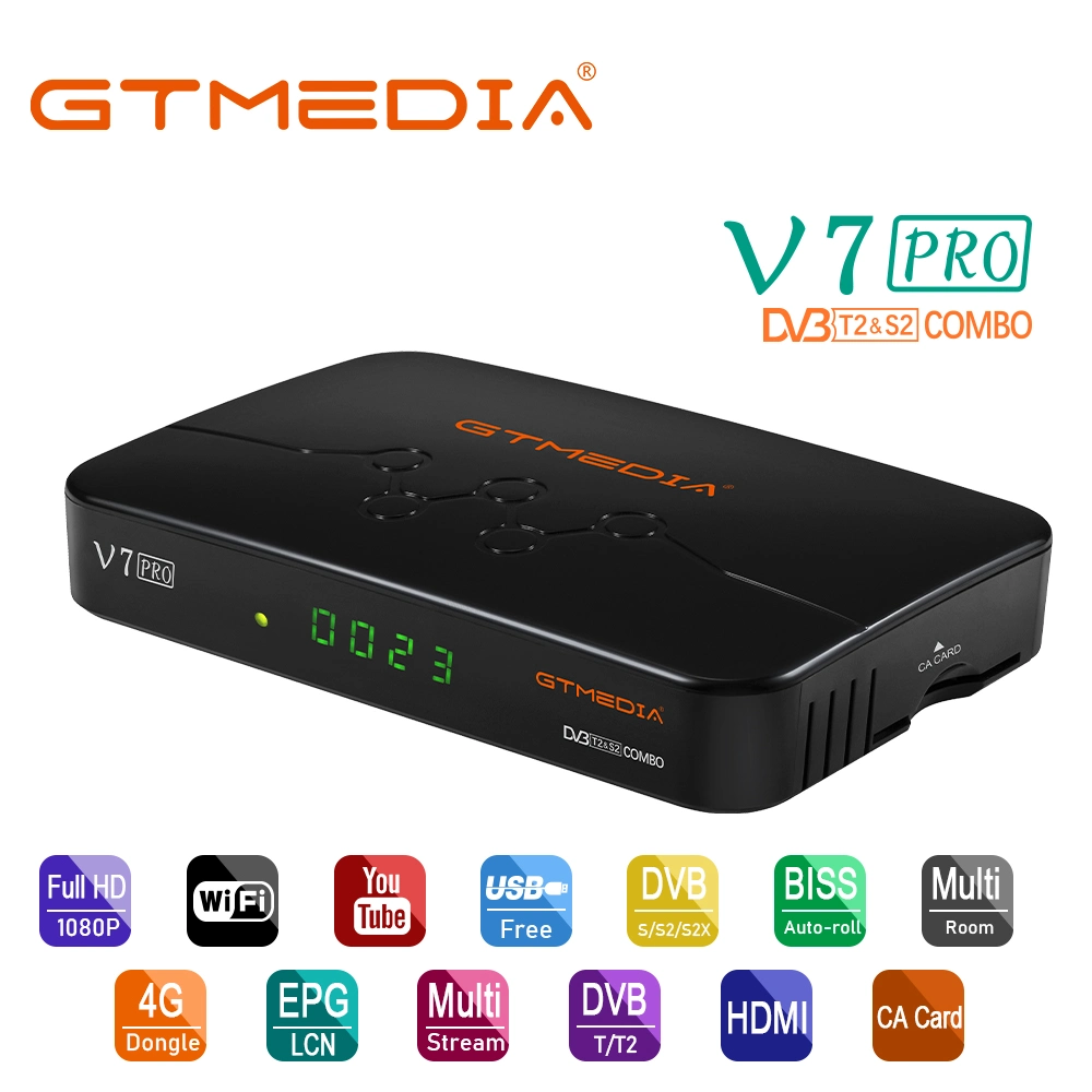 Gtmedia V7PRO DVB-S S2 S2X DVB T T2 2 in 1 Satellite Receiver Set-Top TV Box with Dual Core Hevc