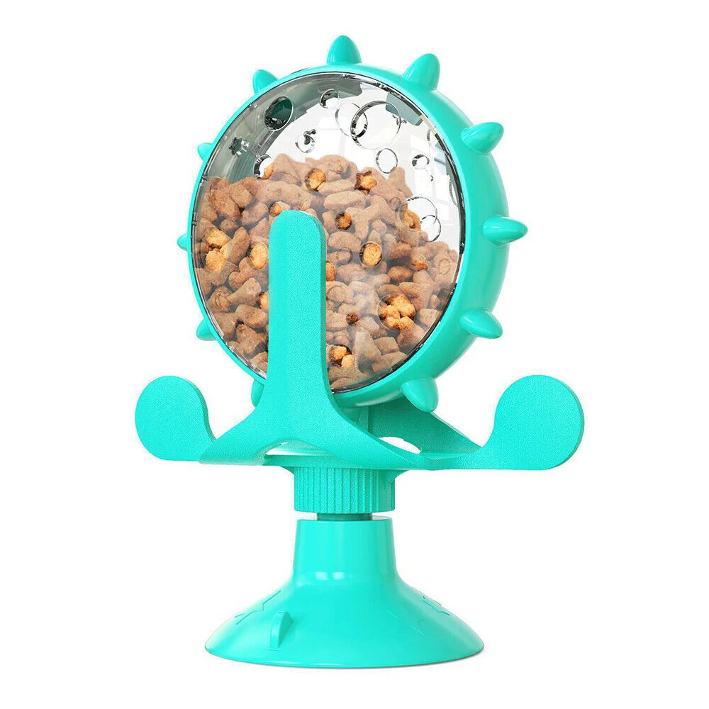 Custom Cat Pet Toys Turnable Windmill Ball Food Treat Dispensador de fugas