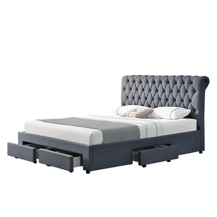 Willsoon 1217D moderne europäische Designs Doppel-Storage-Bett King Queen Größe mit Schublade osmanischen Samt Stoff Bett