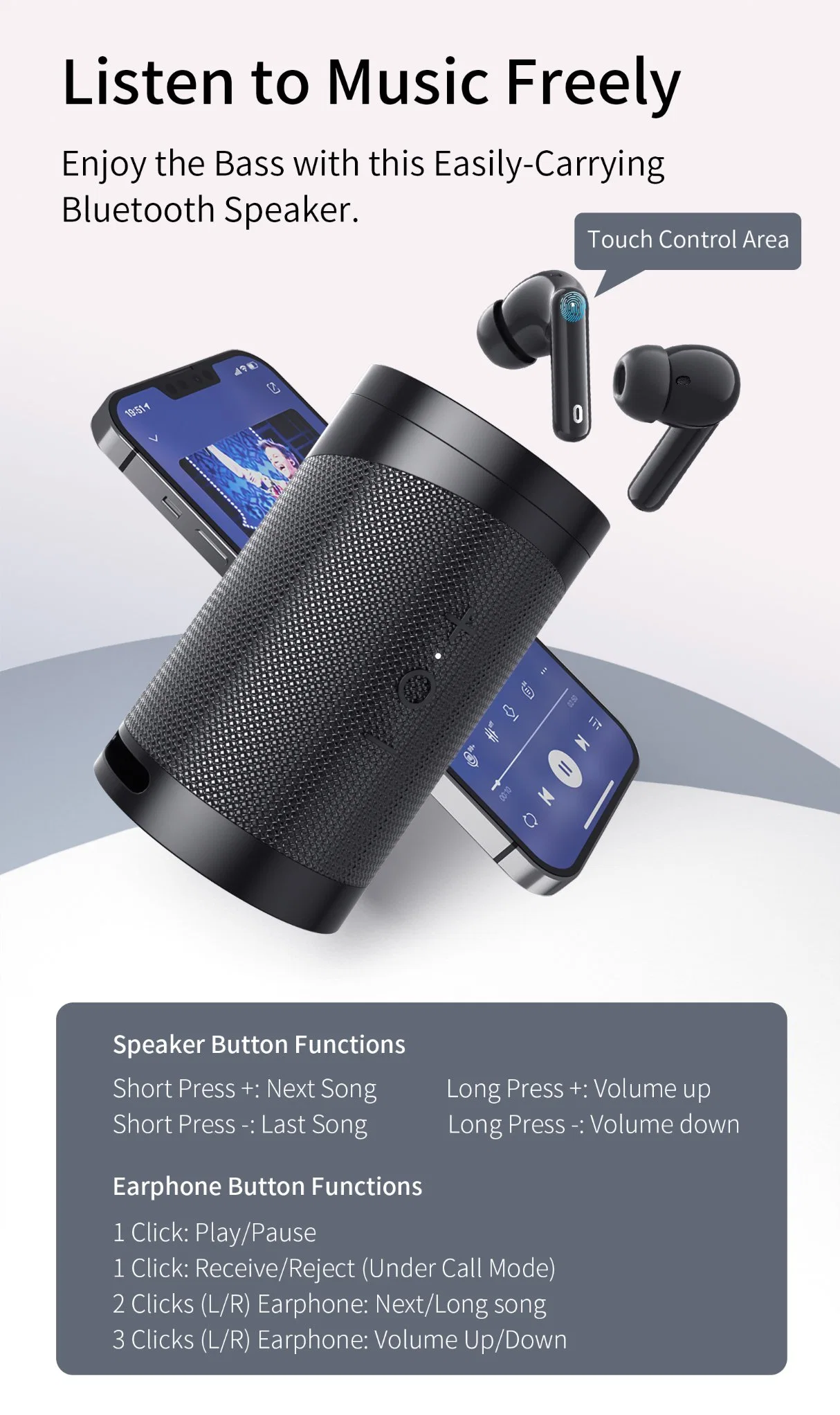 Fashionable Good Quality Bluetooth Speaker with Wireless Earphone Mini Portable Tws Earbuds